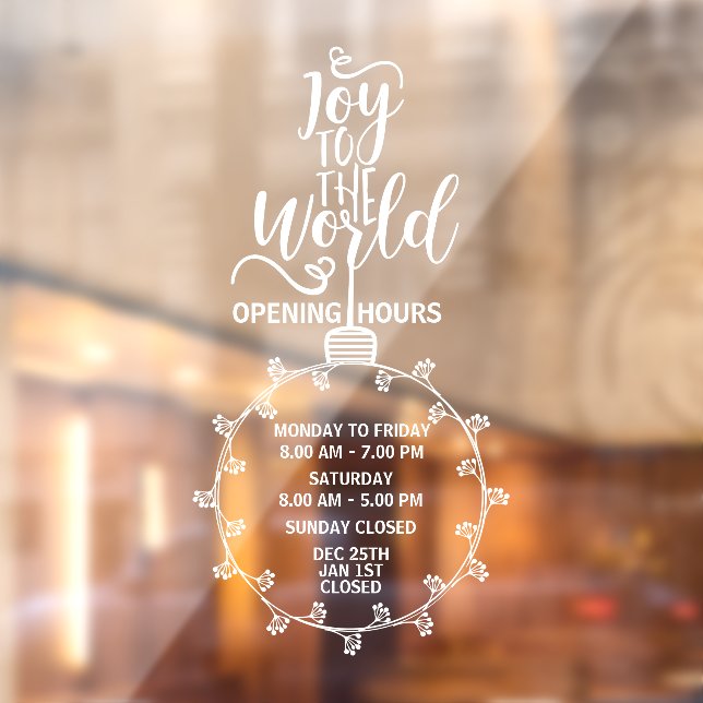 Autocollant Pour Fenêtre Horaires d'ouverture des fêtes (Feuille 2)