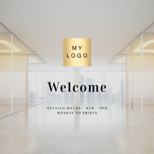 Autocollant Pour Fenêtre Horaires d'ouverture du logo de l'entreprise