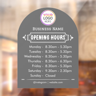Autocollant Pour Fenêtre Horaires d'Ouverture   Logo Entreprise Heures d'Ou