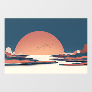 Autocollant Pour Fenêtre Horizon Fauviste Soleil en Terracotta ADA 45-P T