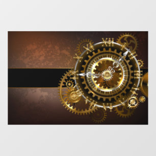 Autocollant Pour Fenêtre Horloge Steampunk avec des engrenages anciens