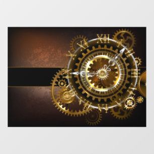 Autocollant Pour Fenêtre Horloge Steampunk avec des engrenages anciens