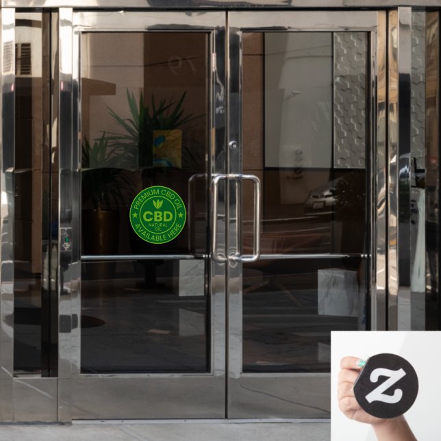 Autocollant Pour Fenêtre Huile CBD Premium Disponible Ici Adv (Porte de bureau)