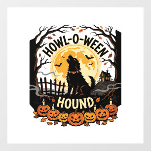Autocollant Pour Fenêtre Hurlement de chien de la lune d'Halloween (2)