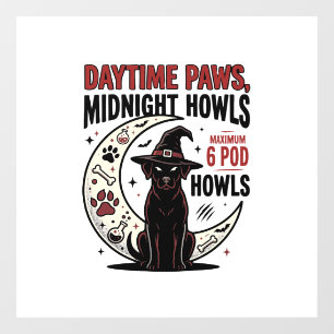 Autocollant Pour Fenêtre Hurlements de chien Halloween minuit