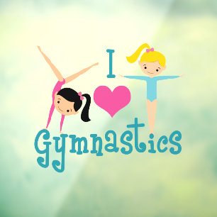 Autocollant Pour Fenêtre I Love Gymnastique mignonne Gymnaste
