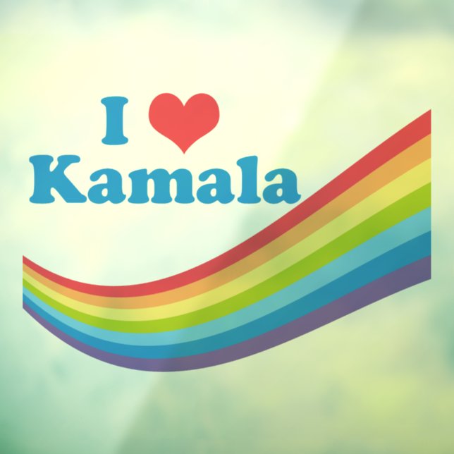 Autocollant Pour Fenêtre I Love Kamala Cute Election Rainbow (Feuille 3)