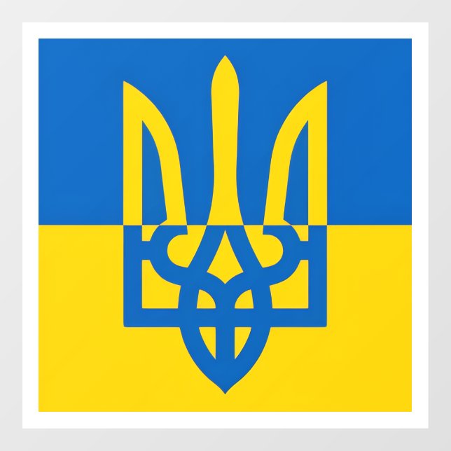 Autocollant Pour Fenêtre I stand with Ukraine. Ukrainian flag. Trident. (Feuille)
