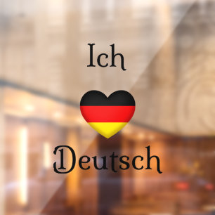 Autocollant Pour Fenêtre "Ich Liebe Deutsch" I Heart German Window Clin