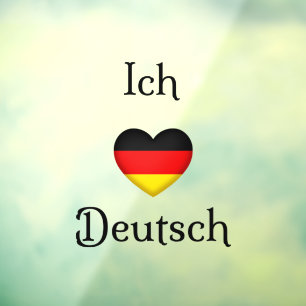 Autocollant Pour Fenêtre "Ich Liebe Deutsch" I Heart German Window Clouage