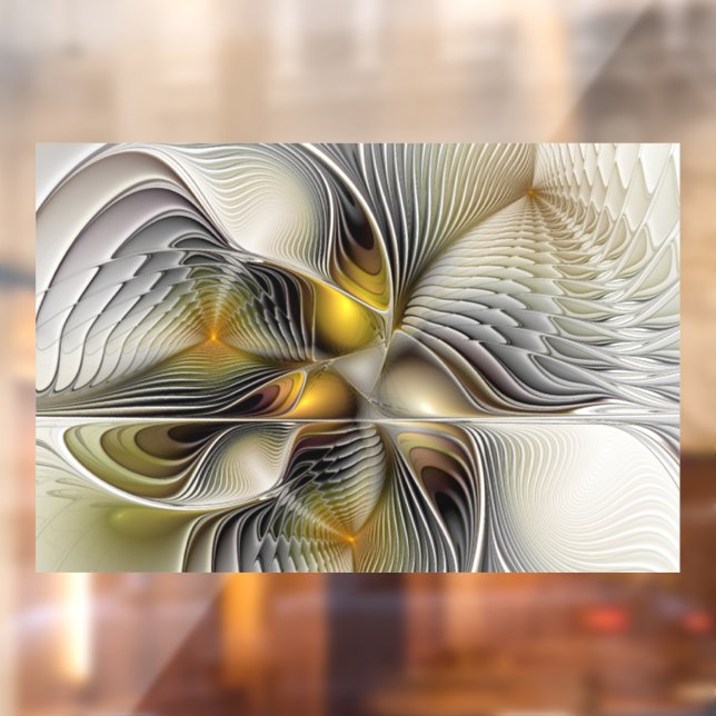 Autocollant Pour Fenêtre Illusion d'optique abstrait 3D fractal avec profon (Feuille 2)