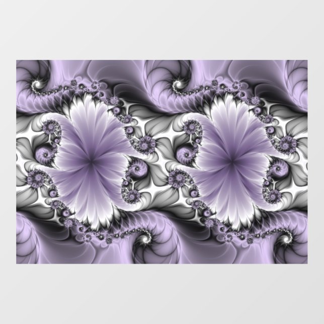 Autocollant Pour Fenêtre Illusion Lilac Abstrait Floral Fractal Art Imagina (Feuille)
