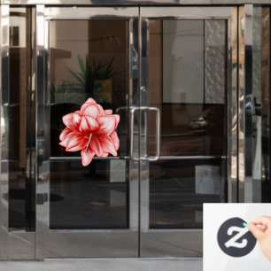 Autocollant Pour Fenêtre Illustration Amaryllis rose et blanc