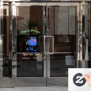 Autocollant Pour Fenêtre Illustration amusante du mélangeur de ciment bleu