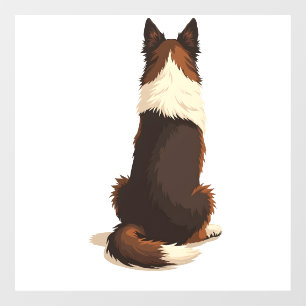 Autocollant Pour Fenêtre Illustration de chien Border Collie vintage de dos