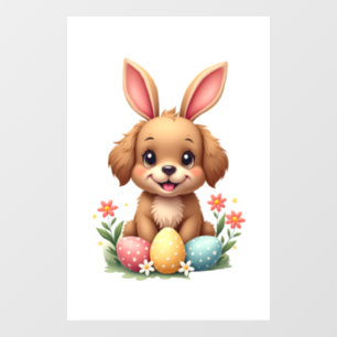 Autocollant Pour Fenêtre Illustration de chien de Pâques vintage avec un ch