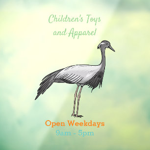 Autocollant Pour Fenêtre illustration de dessin animé d'oiseau grue demoise