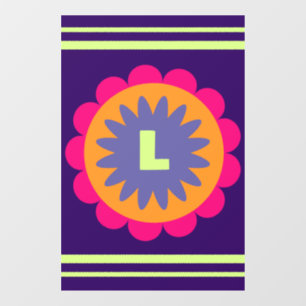 Autocollant Pour Fenêtre illustration de formes florales orange et rose
