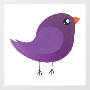 Autocollant Pour Fenêtre Illustration de petit oiseau violet mignon