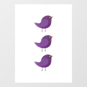 Autocollant Pour Fenêtre Illustration de petit oiseau violet mignon