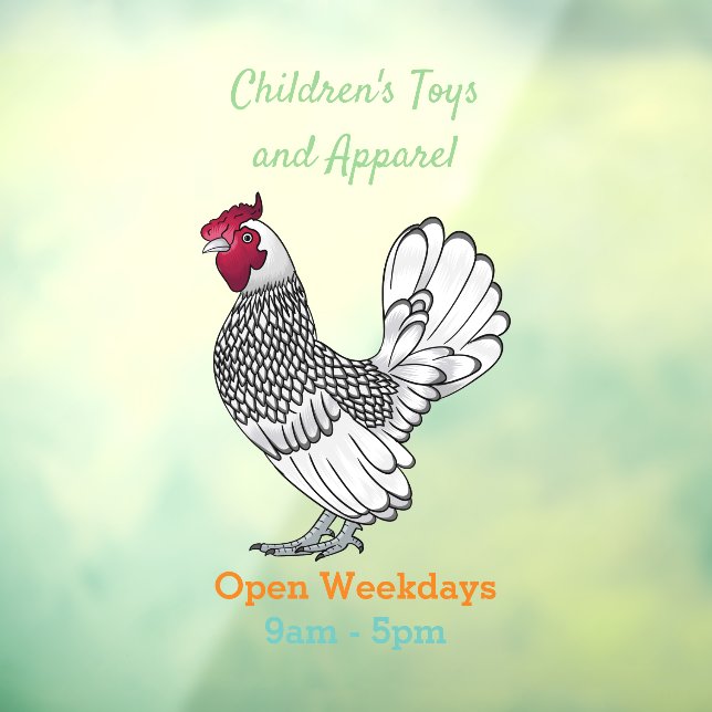 Autocollant Pour Fenêtre Illustration de poulet Sebright (Feuille 3)