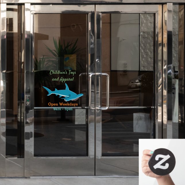 Autocollant Pour Fenêtre Illustration de requin marteau (Porte de bureau)