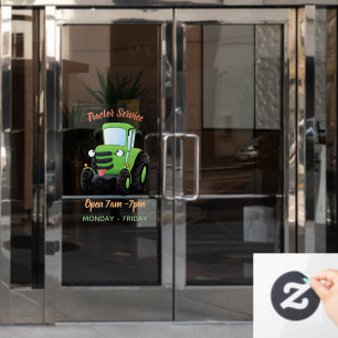 Autocollant Pour Fenêtre Illustration du joli joyeux tracteur agricole vert