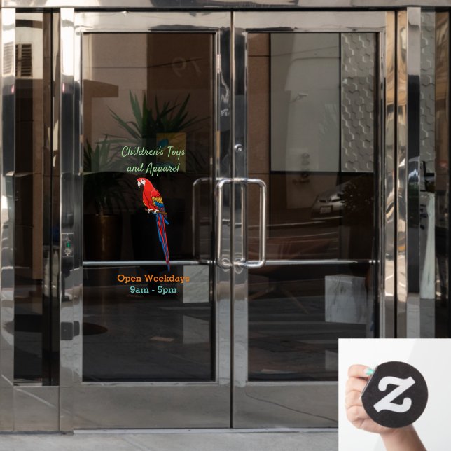 Autocollant Pour Fenêtre Illustration du perroquet de macaw Scarlet (Porte de bureau)