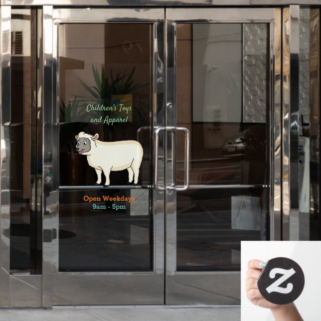 Autocollant Pour Fenêtre Illustration d'un mouton joyeux (Porte de bureau)