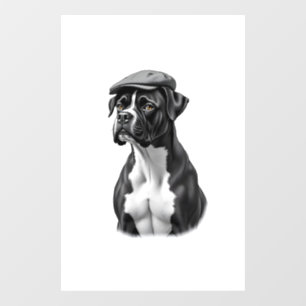 Autocollant Pour Fenêtre Illustration Graphique Monochrome de Boxer Vintage