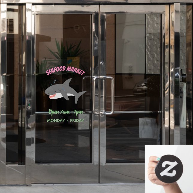 Autocollant Pour Fenêtre Illustration joyeuse du grand requin blanc (Porte de bureau)