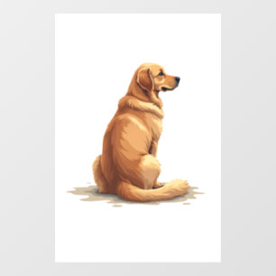 Autocollant Pour Fenêtre Illustration Rétro de Golden Retriever Vue Arrière