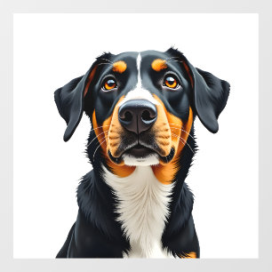 Autocollant Pour Fenêtre Illustration Rétro Portrait de Chien Coloré Vintag