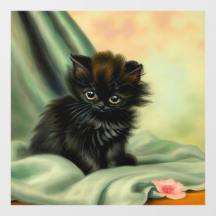 Autocollant Pour Fenêtre Illustration vintage de Kitten noir