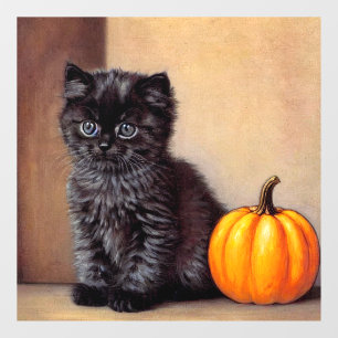 Autocollant Pour Fenêtre Illustration vintage Halloween Black Kitten