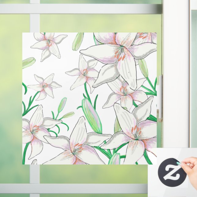 Autocollant Pour Fenêtre Illustration White Lily (Maison)