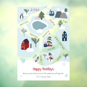 Autocollant Pour Fenêtre Illustrations modernes de carte de Noël racontant