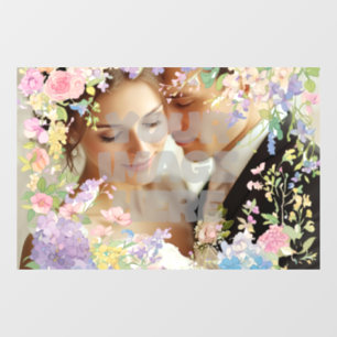 Autocollant Pour Fenêtre Image personnalisée de la bordure Mariage florale