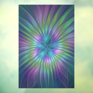 Autocollant Pour Fenêtre Imaginaire brillant coloré Fleur Abstrait Fractal