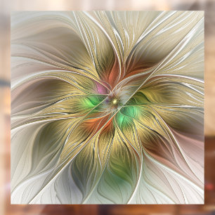 Autocollant Pour Fenêtre Imaginaire Floral Avec Or Moderne Abstrait Fractal