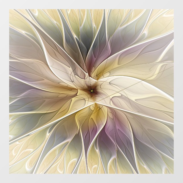 Autocollant Pour Fenêtre Imaginaire Floral Gold Eggplant Art Fractal Abstra (Feuille)