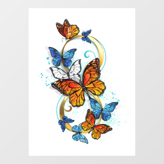 Autocollant Pour Fenêtre Infinité de papillons monarques (Feuille)