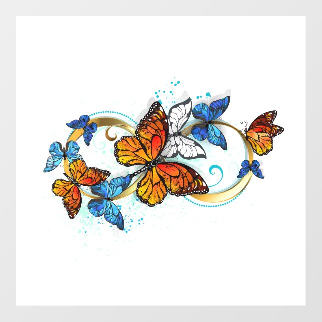 Autocollant Pour Fenêtre Infinité de papillons monarques (Feuille)
