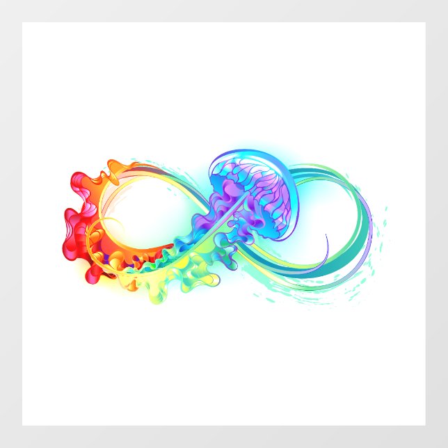 Autocollant Pour Fenêtre Infinity avec Rainbow Jellyfish (Feuille)