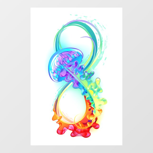 Autocollant Pour Fenêtre Infinity avec Rainbow Jellyfish (Feuille)