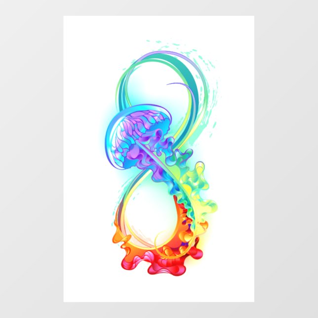 Autocollant Pour Fenêtre Infinity avec Rainbow Jellyfish (Feuille)