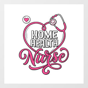 Autocollant Pour Fenêtre Infirmière à domicile Stéthoscope Rose Design de C