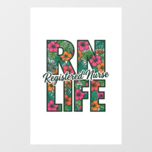 Autocollant Pour Fenêtre Infirmière diplômée RN Life Floral Vector Design_1