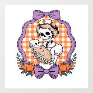 Autocollant Pour Fenêtre Infirmière squelette vintage et bébé - Cute Hallow