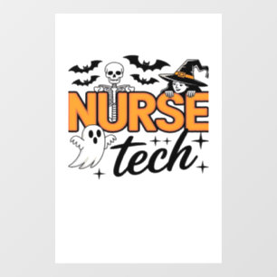 Autocollant Pour Fenêtre Infirmière Tech - Halloween - avec squelette, sorc
